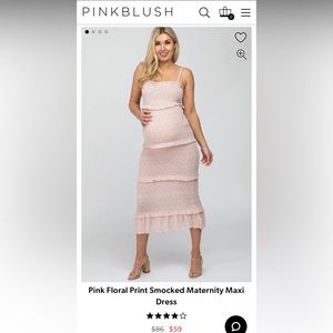 Pink Floral Print Smocked Maternity Maxi Dress - Pink Blush Maternity